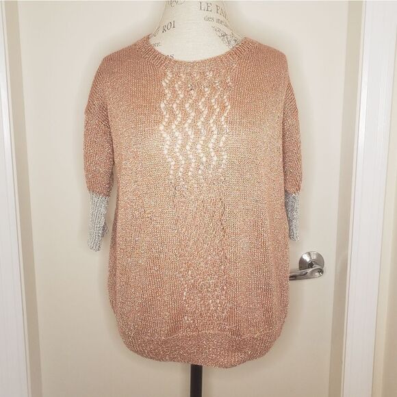 Metallic Pink Crochet Top - Picture 1 of 6